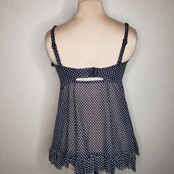 Coco Reef 38C Black and White Polka Dot Tankini top mesh flyaway - Picture 3 of 6